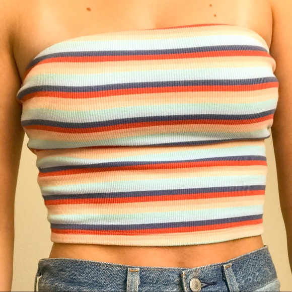 American Eagle Pastel Striped Tube Top (size xs) - Picture 1 of 4
